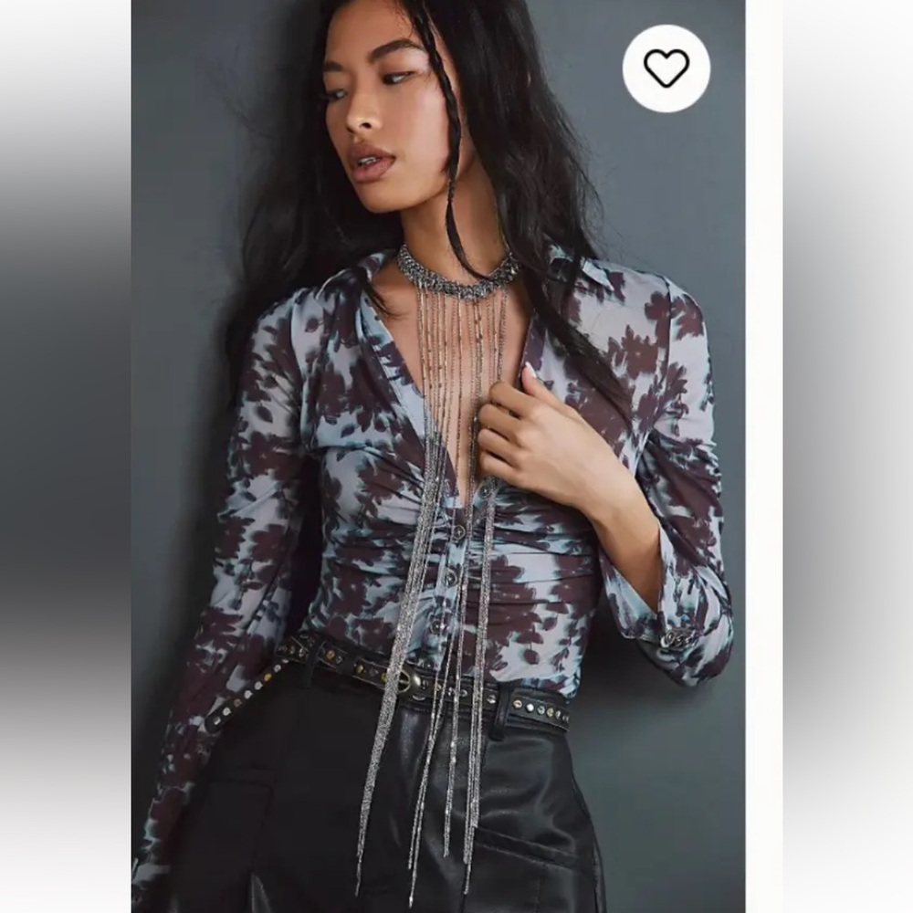 Free People Long Silver Fringe Statement Necklace